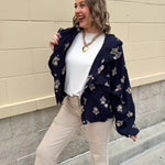 Midnight Flowers Long Sleeve Jacket Top - The Pink Pineapple 850