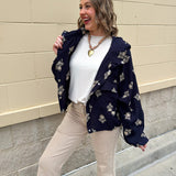 Midnight Flowers Long Sleeve Jacket Top - The Pink Pineapple 850