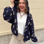 Midnight Flowers Long Sleeve Jacket Top - The Pink Pineapple 850