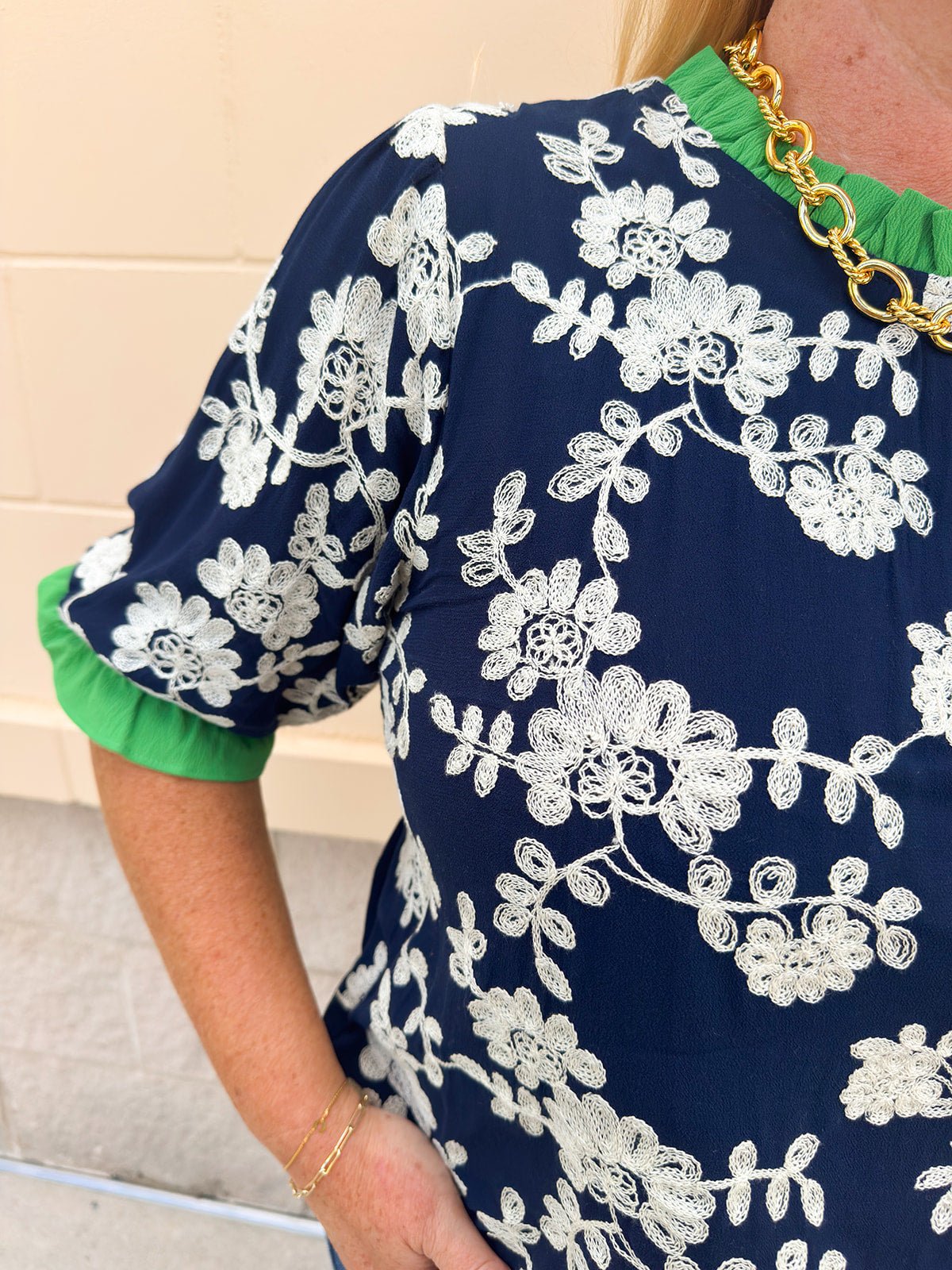 Midnight Garden Embroidered Blouse - The Pink Pineapple 850