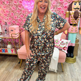 Midnight Garden Satin Pajama Top - The Pink Pineapple 850