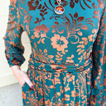 Midnight Garden Velvet Jacquard Midi Dress - The Pink Pineapple 850