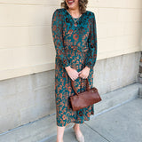 Midnight Garden Velvet Jacquard Midi Dress - The Pink Pineapple 850