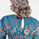 Midnight Garden Velvet Jacquard Midi Dress - The Pink Pineapple 850