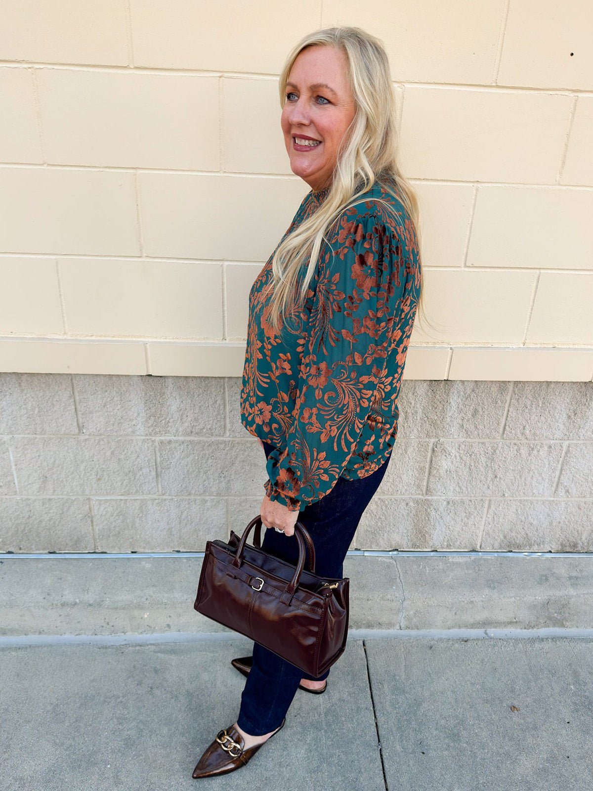 Midnight Garden Velvet Jacquard Top - The Pink Pineapple 850