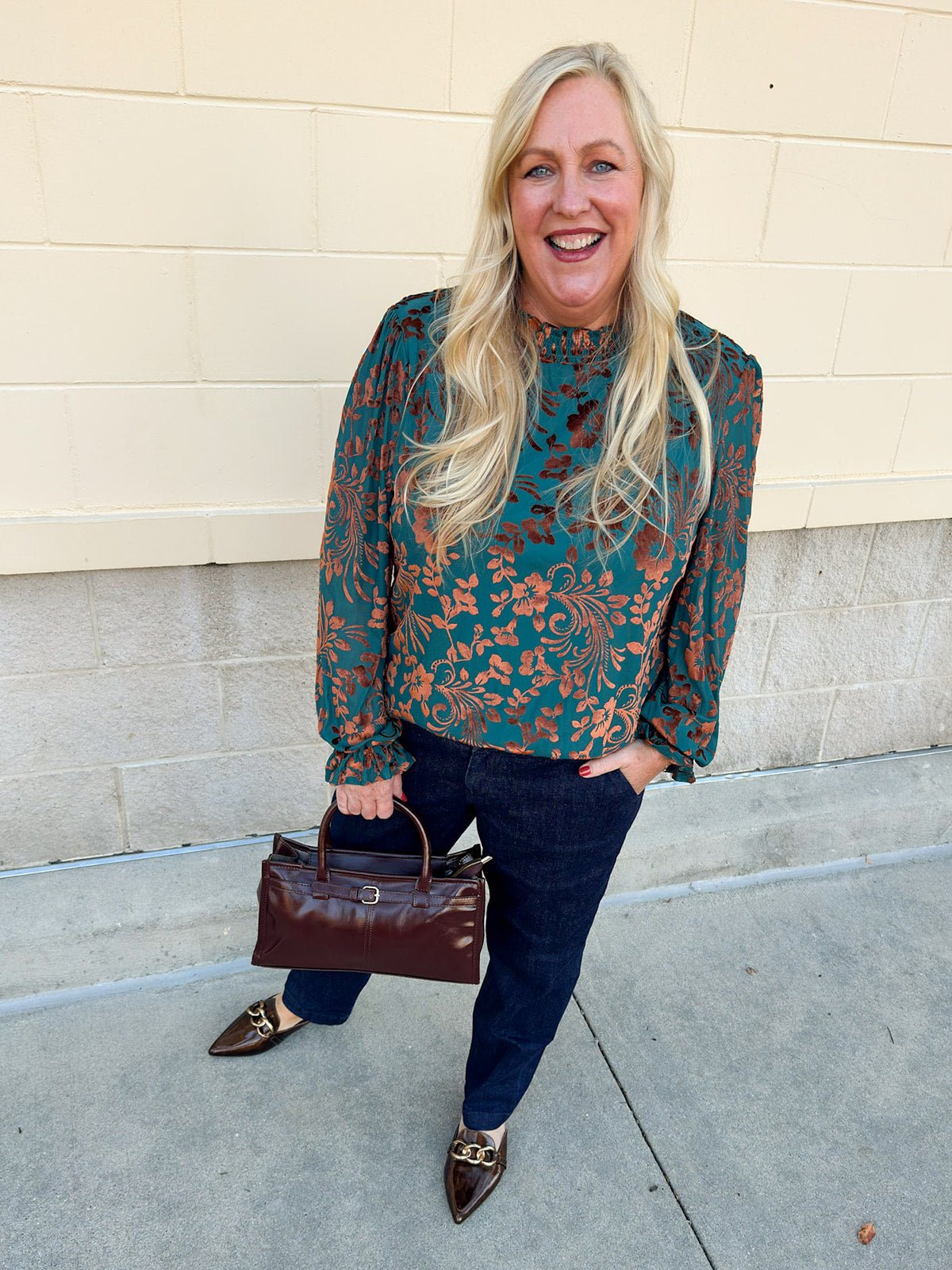 Midnight Garden Velvet Jacquard Top - The Pink Pineapple 850