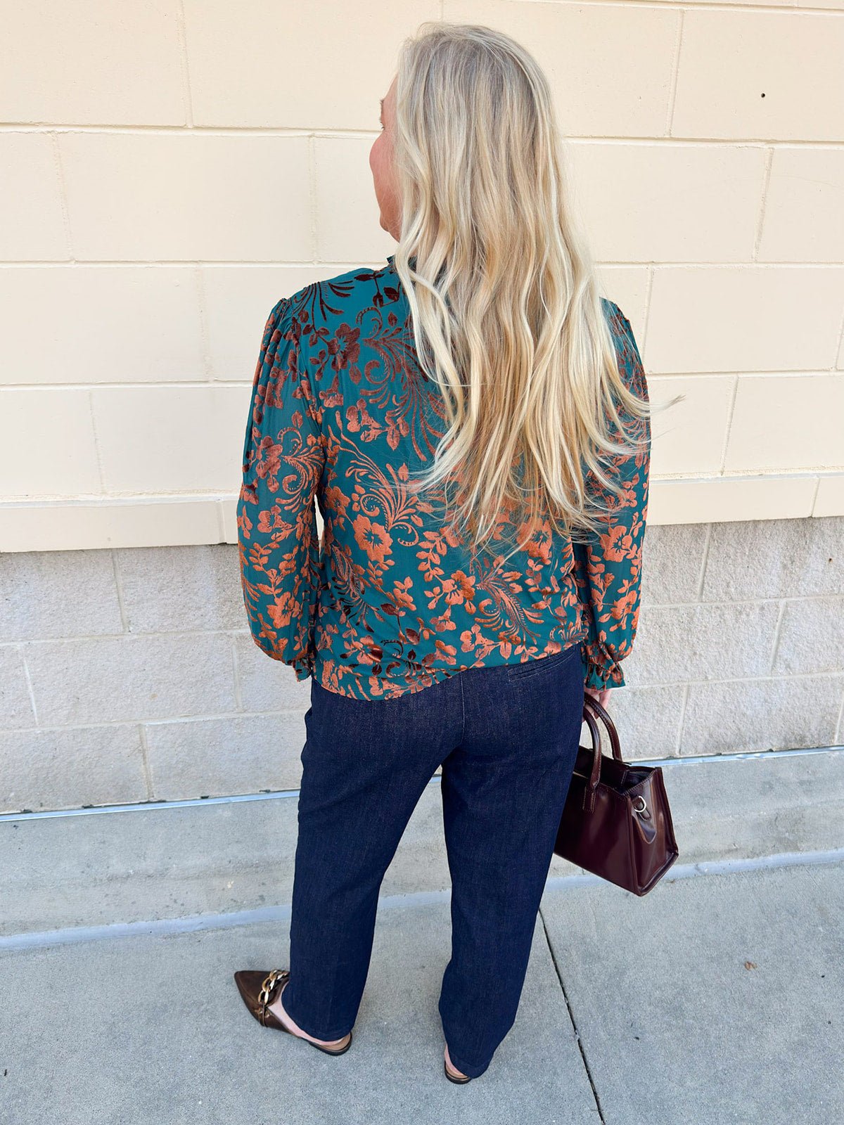 Midnight Garden Velvet Jacquard Top - The Pink Pineapple 850