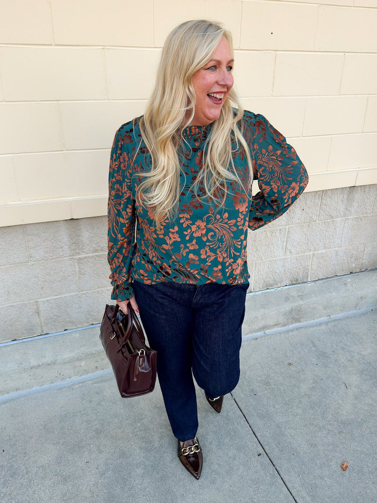 Midnight Garden Velvet Jacquard Top - The Pink Pineapple 850