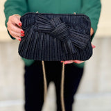 Midnight Glam Pleated Bow Clutch - The Pink Pineapple 850