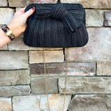 Midnight Glam Pleated Bow Clutch - The Pink Pineapple 850