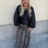 Midnight Glow Shimmer Balloon Sleeve Top - The Pink Pineapple 850