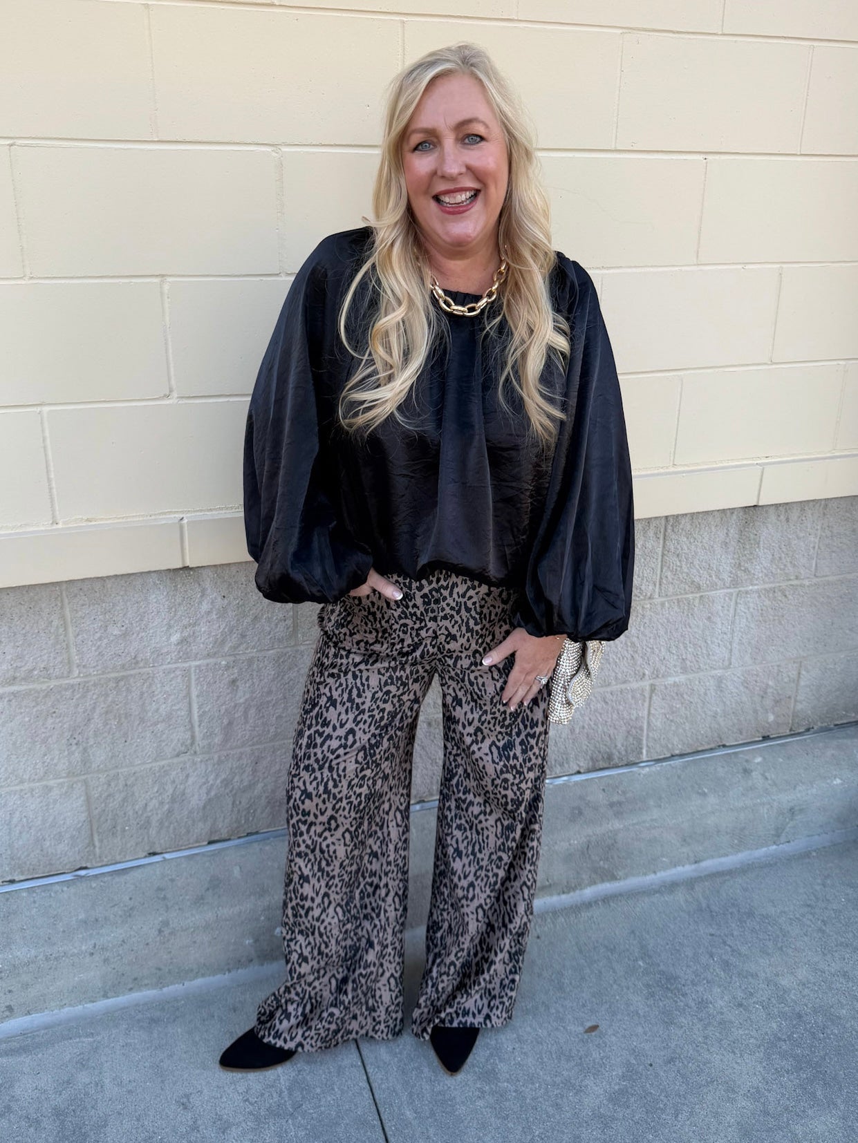 Midnight Glow Shimmer Balloon Sleeve Top - The Pink Pineapple 850