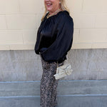 Midnight Glow Shimmer Balloon Sleeve Top - The Pink Pineapple 850