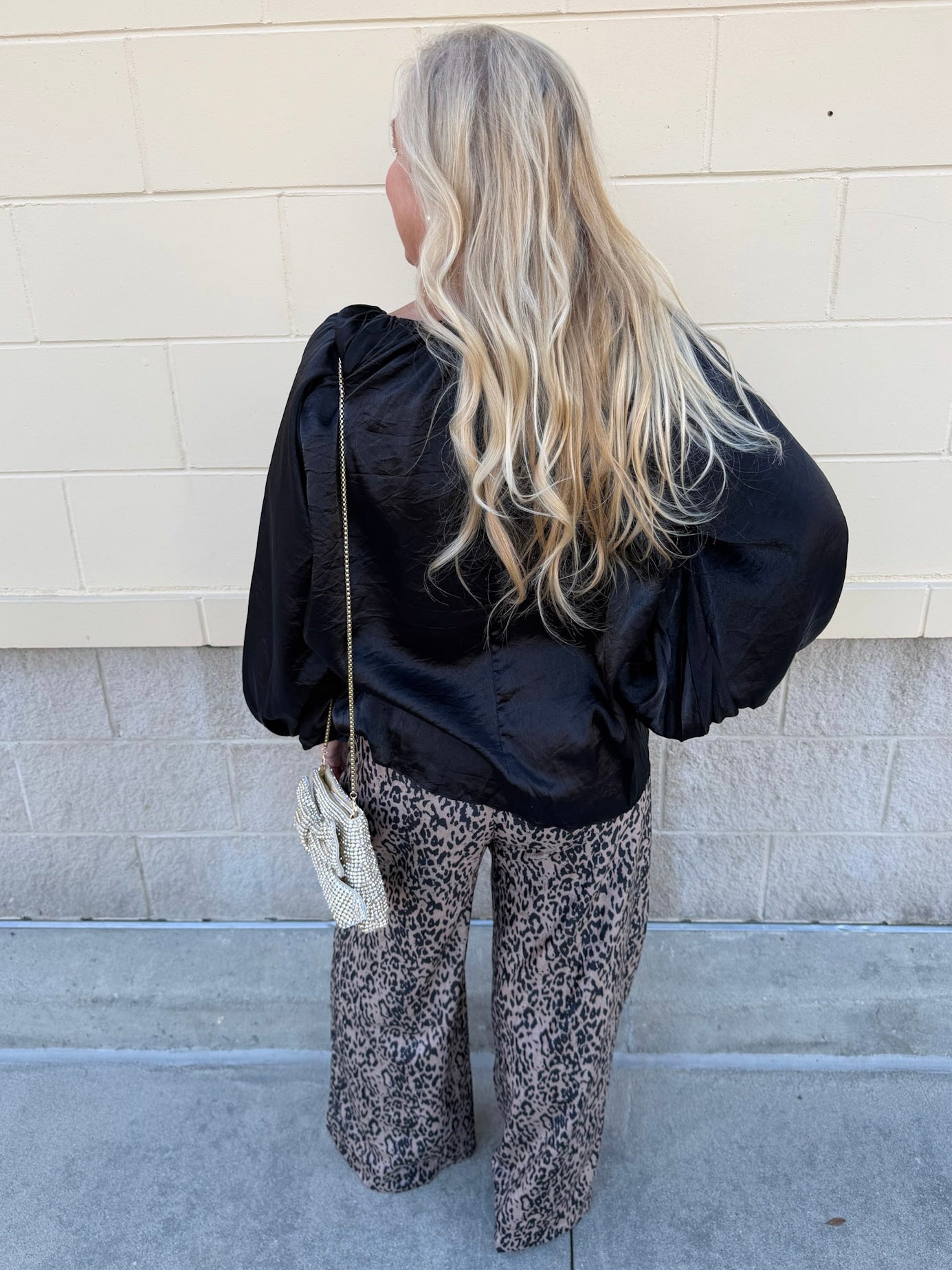 Midnight Glow Shimmer Balloon Sleeve Top - The Pink Pineapple 850