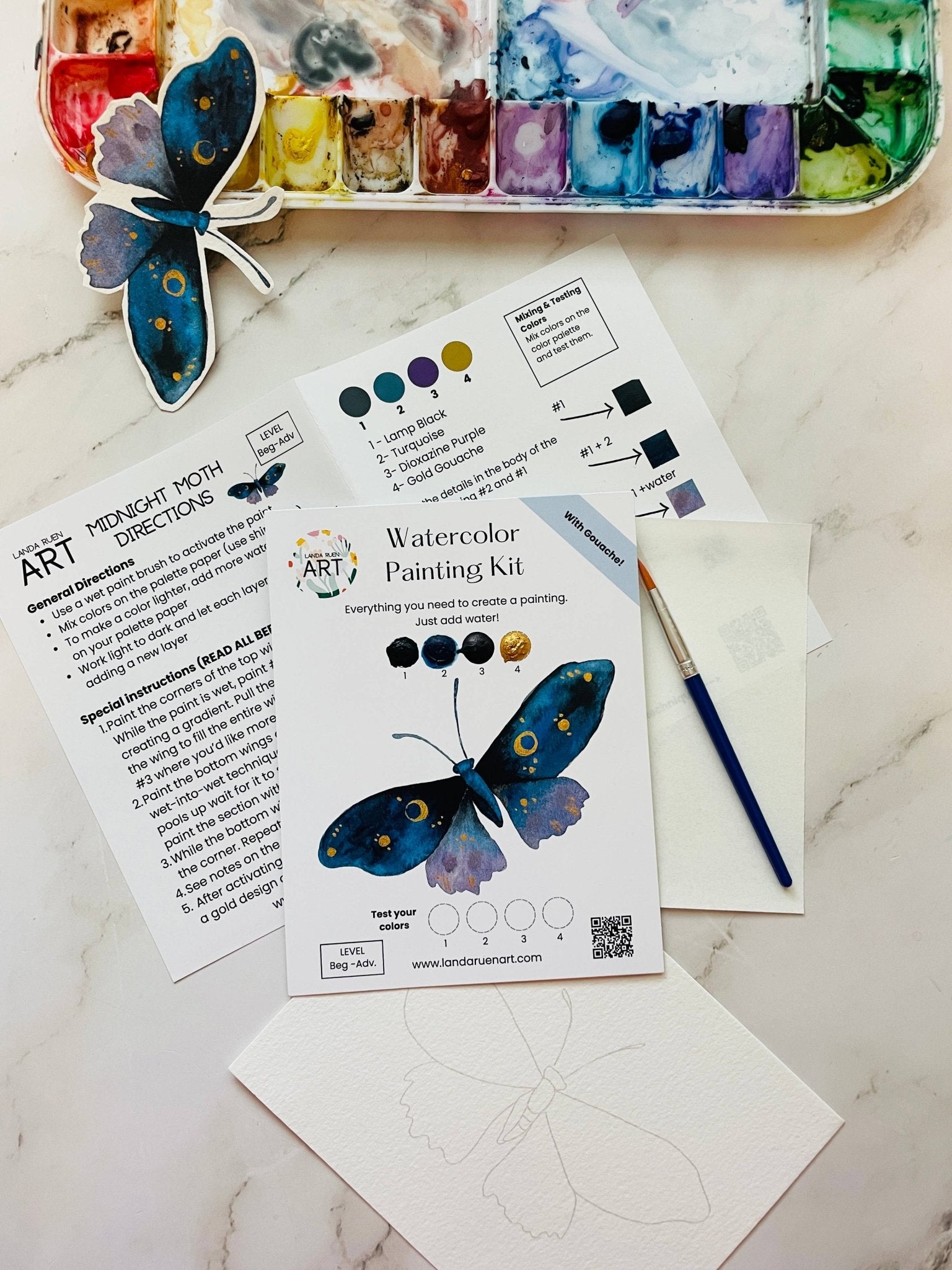 Midnight Moth Watercolor Kit - The Pink Pineapple 850