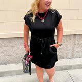 Midnight Motion Cinch Waist Mini Dress - The Pink Pineapple 850