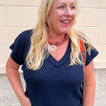 Midnight Muse Knit V-Neck Top - The Pink Pineapple 850