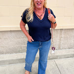 Midnight Muse Knit V-Neck Top - The Pink Pineapple 850