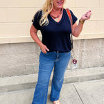 Midnight Muse Knit V-Neck Top - The Pink Pineapple 850