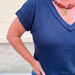 Midnight Muse Knit V-Neck Top - The Pink Pineapple 850