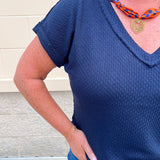 Midnight Muse Knit V-Neck Top - The Pink Pineapple 850