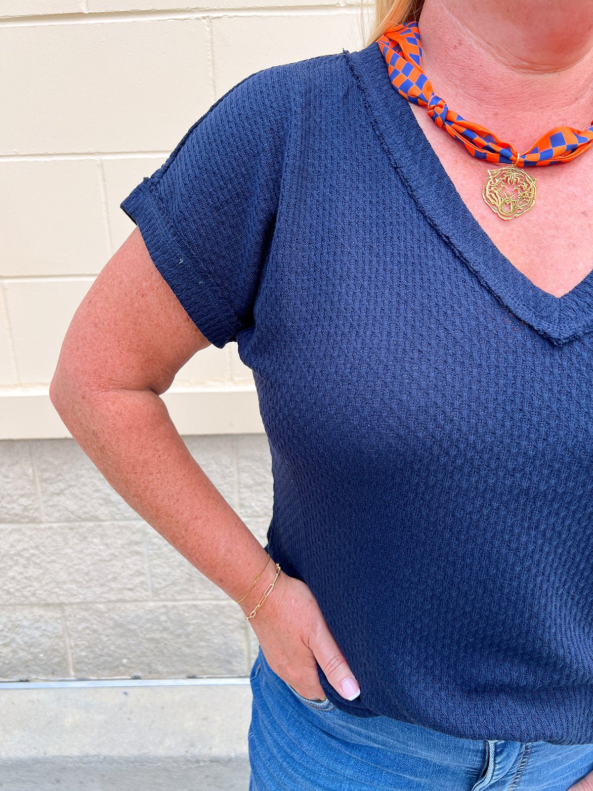 Midnight Muse Knit V-Neck Top - The Pink Pineapple 850
