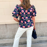 Midnight Petal Puff Ruffle Blouse - The Pink Pineapple 850