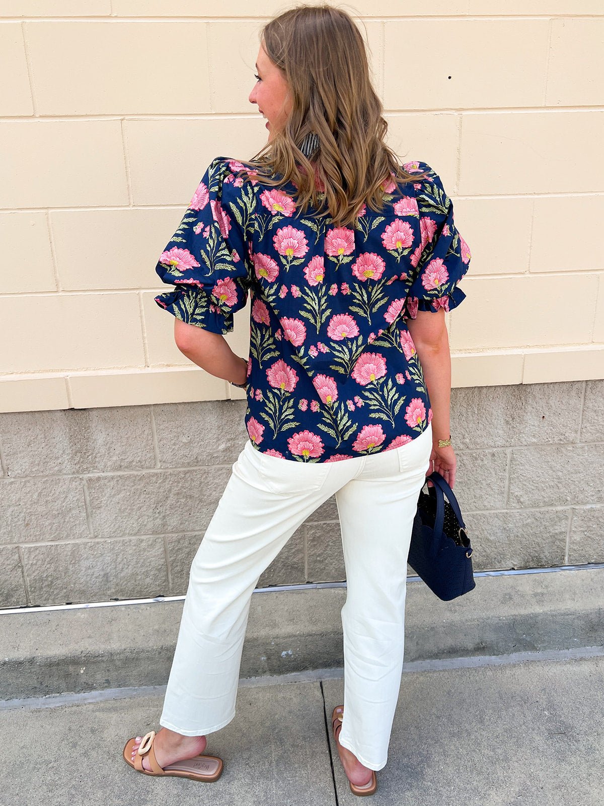 Midnight Petal Puff Ruffle Blouse - The Pink Pineapple 850