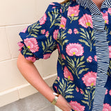 Midnight Petal Puff Ruffle Blouse - The Pink Pineapple 850