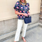 Midnight Petal Puff Ruffle Blouse - The Pink Pineapple 850