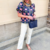 Midnight Petal Puff Ruffle Blouse - The Pink Pineapple 850
