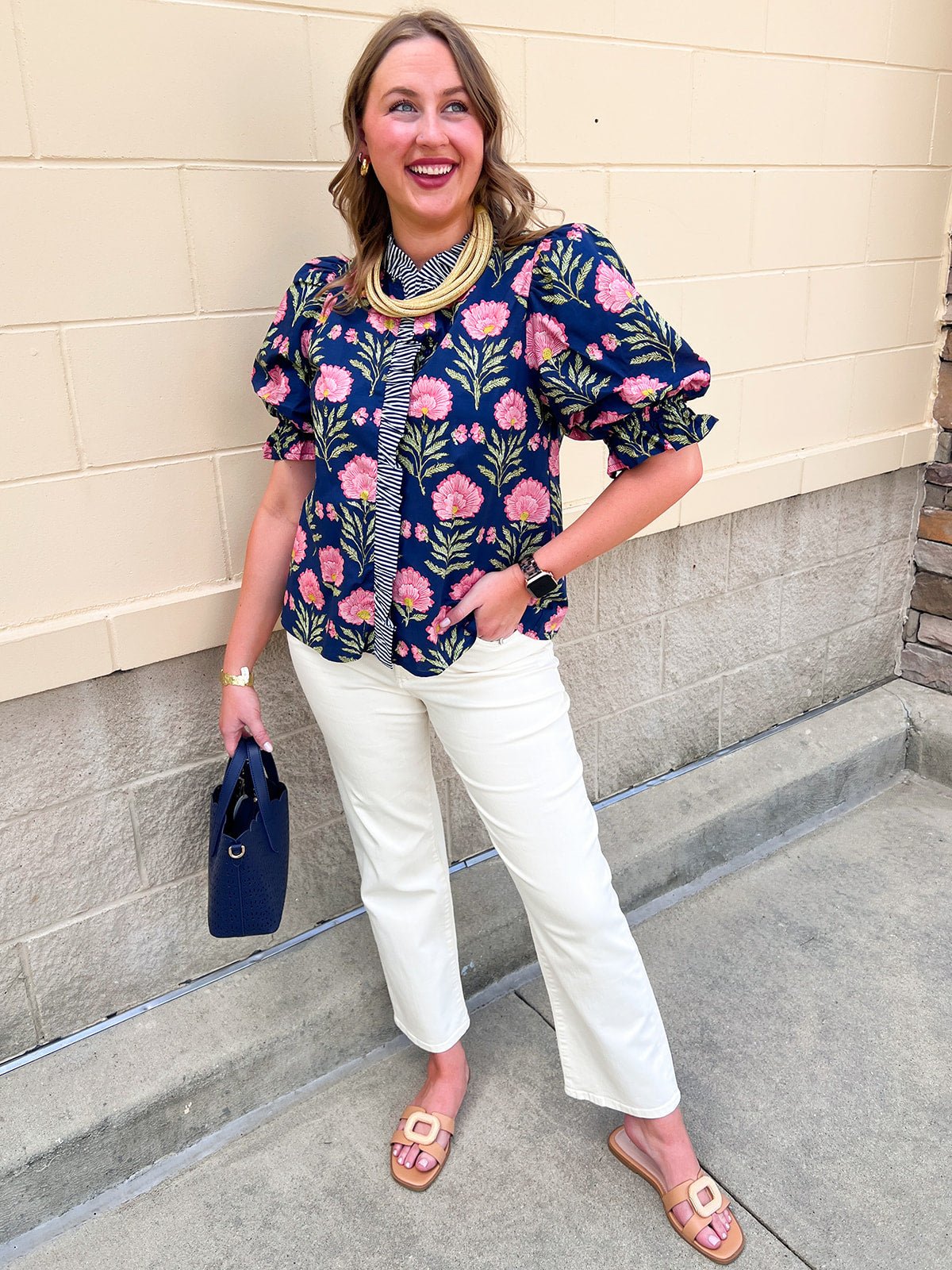 Midnight Petal Puff Ruffle Blouse - The Pink Pineapple 850