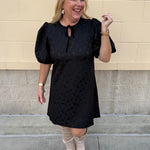 Midnight Velvet Bow Jacquard Mini Dress - The Pink Pineapple 850