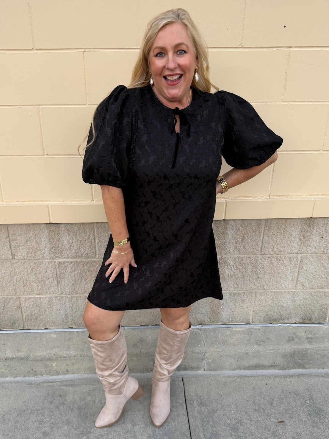 Midnight Velvet Bow Jacquard Mini Dress - The Pink Pineapple 850