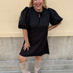 Midnight Velvet Bow Jacquard Mini Dress - The Pink Pineapple 850