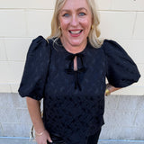 Midnight Velvet Jacquard Blouse - The Pink Pineapple 850