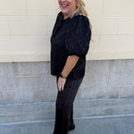 Midnight Velvet Jacquard Blouse - The Pink Pineapple 850