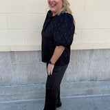 Midnight Velvet Jacquard Blouse - The Pink Pineapple 850