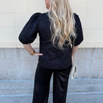 Midnight Velvet Jacquard Blouse - The Pink Pineapple 850