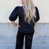 Midnight Velvet Jacquard Blouse - The Pink Pineapple 850