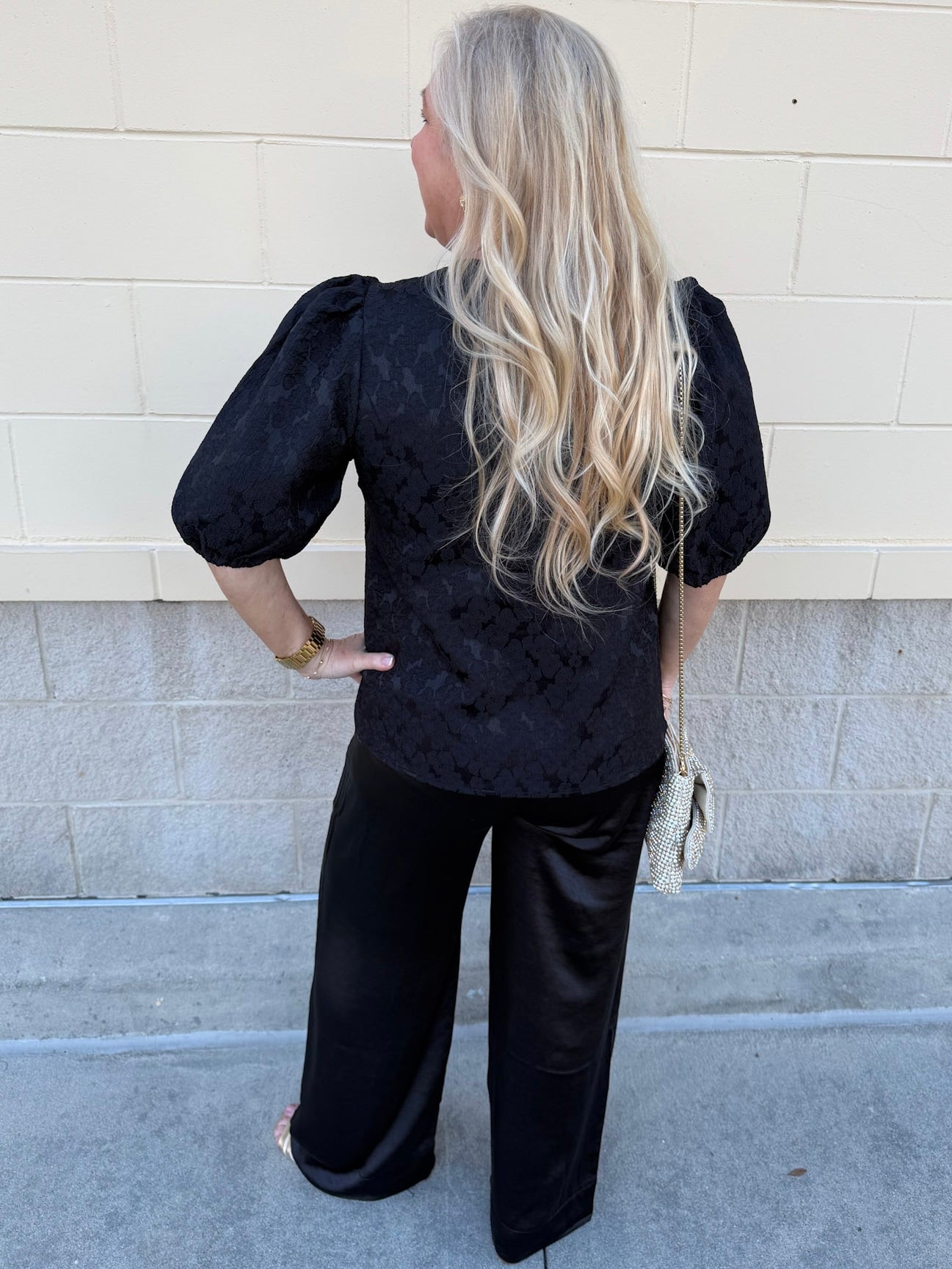 Midnight Velvet Jacquard Blouse - The Pink Pineapple 850