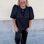 Midnight Velvet Jacquard Blouse - The Pink Pineapple 850