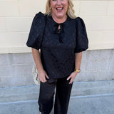 Midnight Velvet Jacquard Blouse - The Pink Pineapple 850