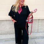 Midnight Whisper Linen Fringe Two Piece Set - The Pink Pineapple 850