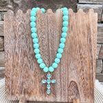 Mint Grace Crystal Cross Necklace - The Pink Pineapple 850