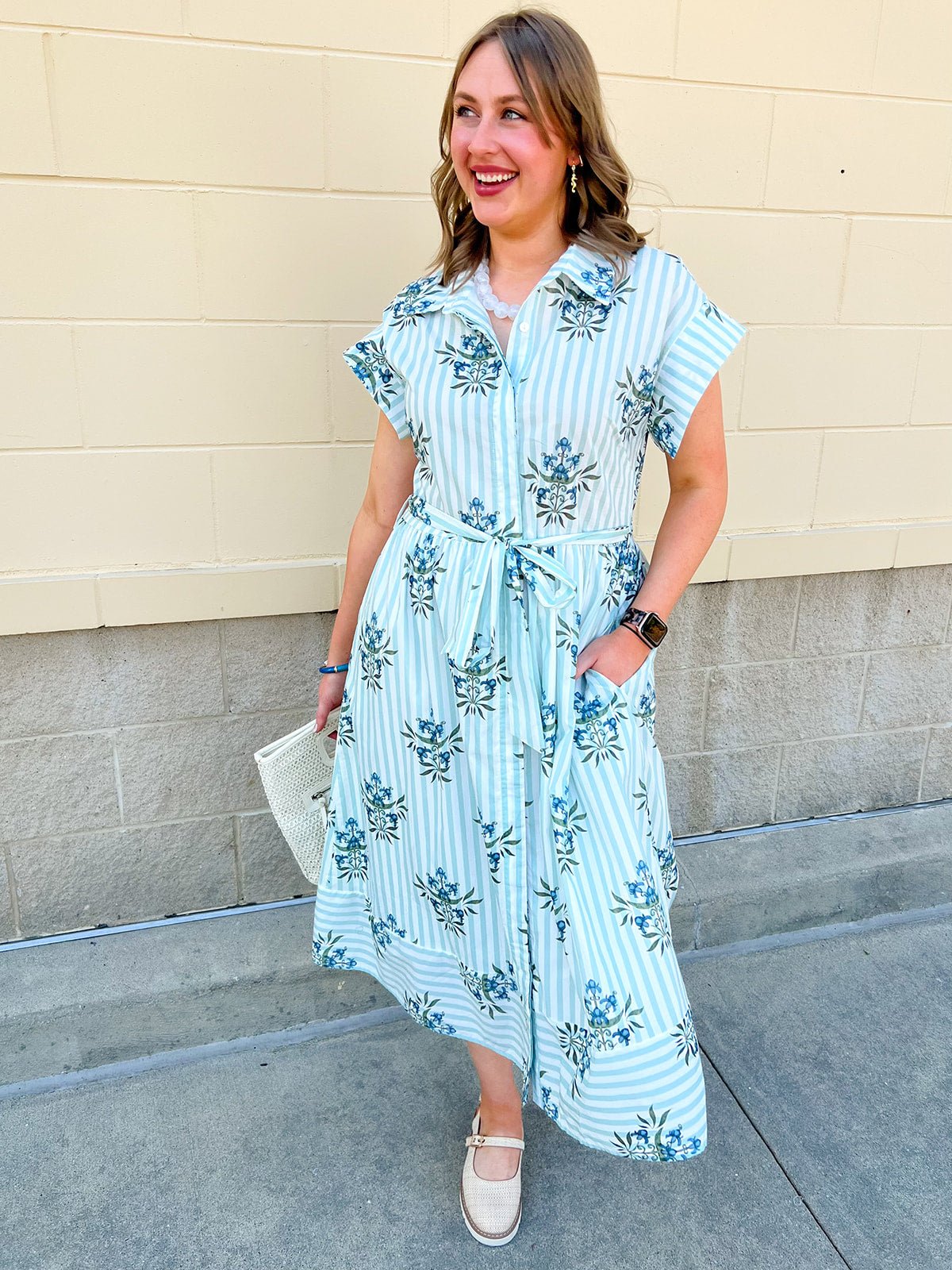 Minted Garden Midi Dress - The Pink Pineapple 850