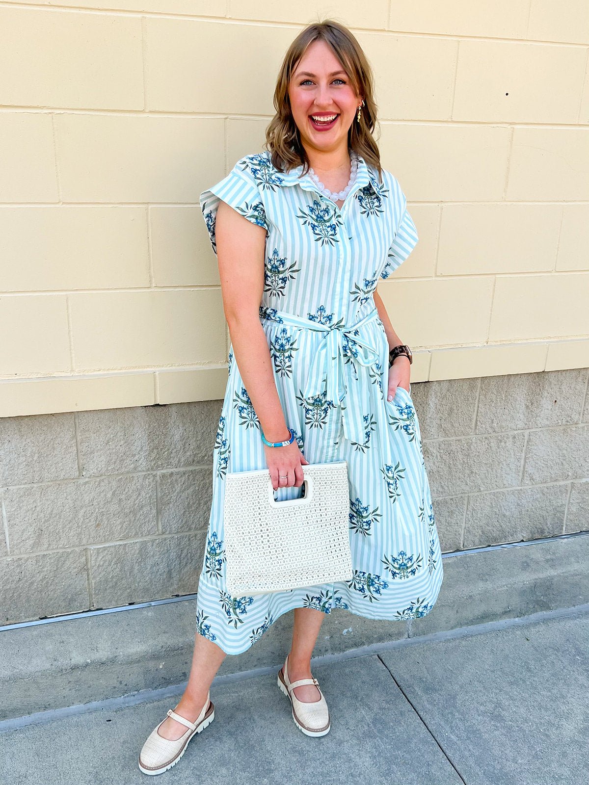 Minted Garden Midi Dress - The Pink Pineapple 850