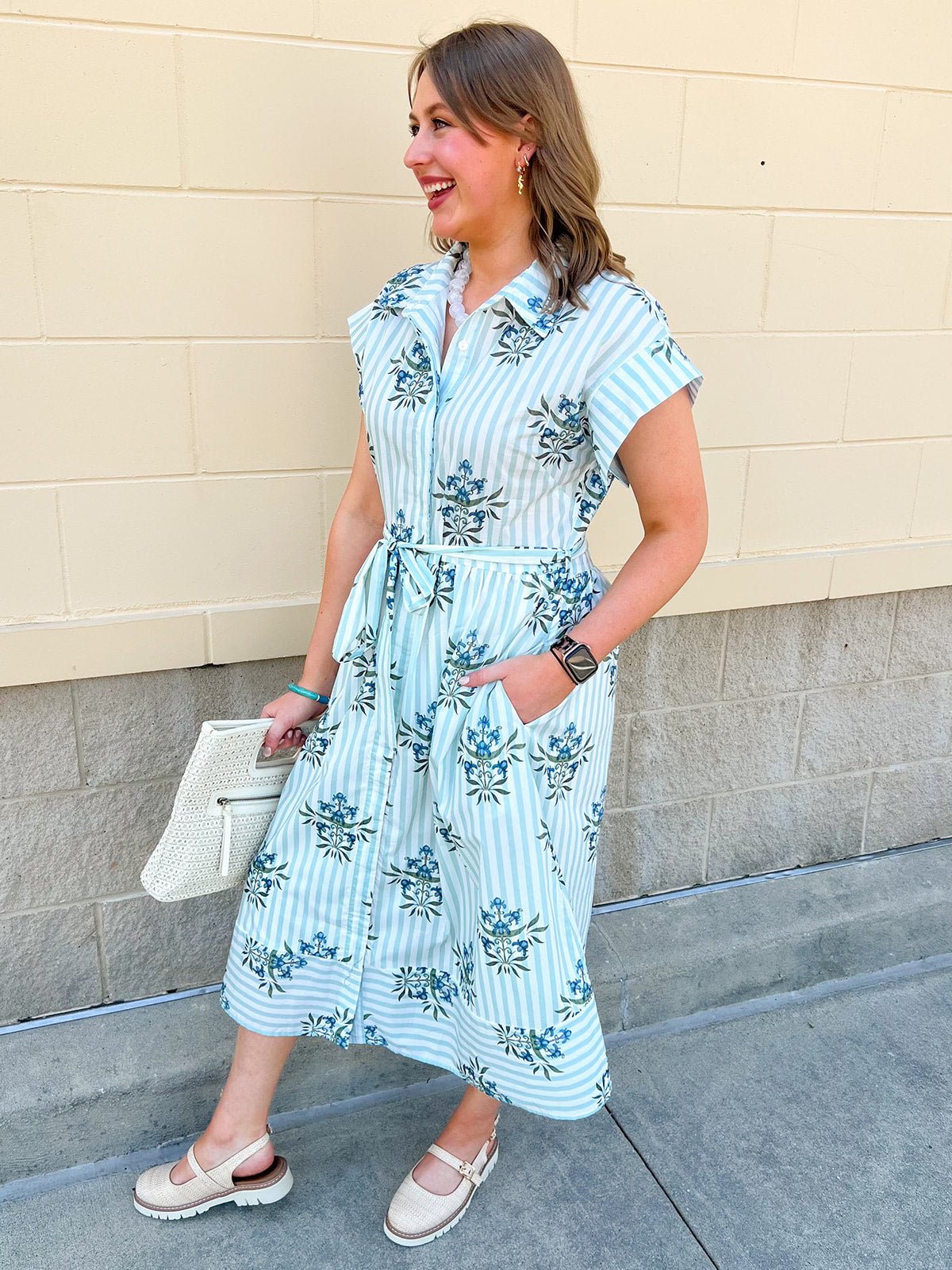 Minted Garden Midi Dress - The Pink Pineapple 850