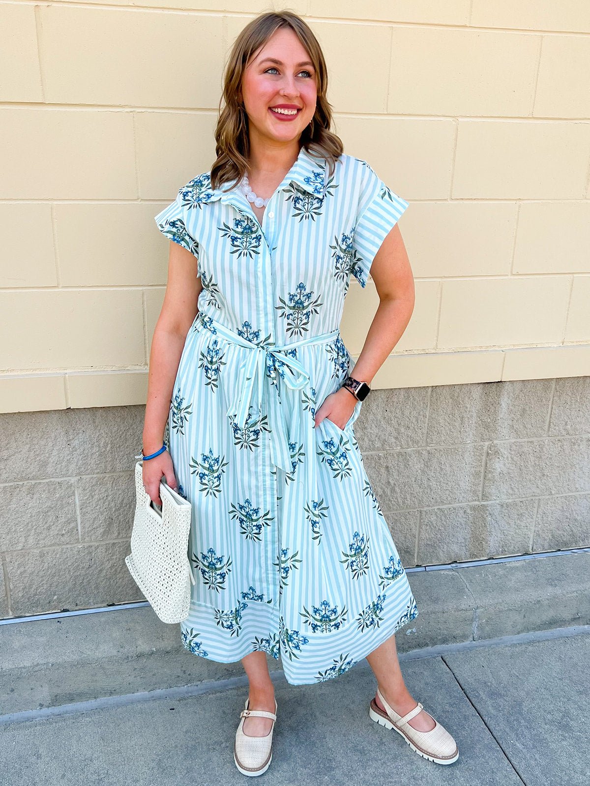 Minted Garden Midi Dress - The Pink Pineapple 850