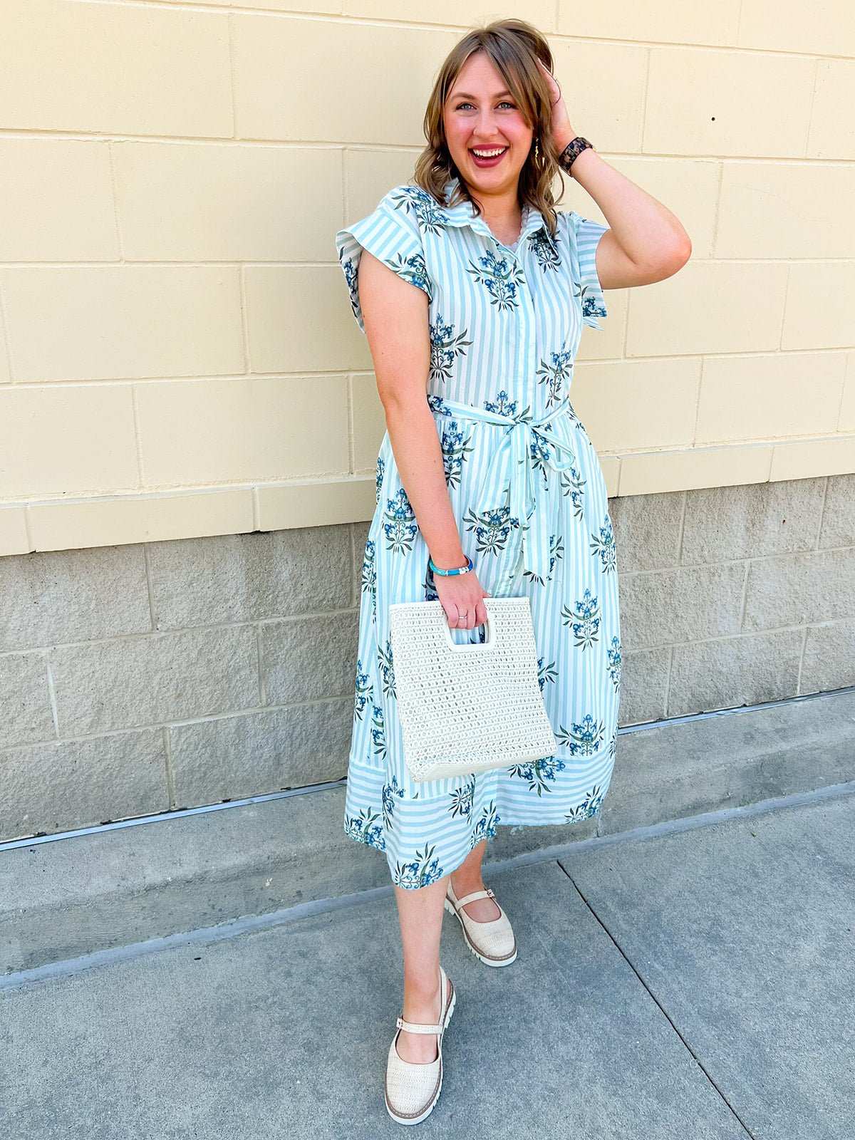 Minted Garden Midi Dress - The Pink Pineapple 850